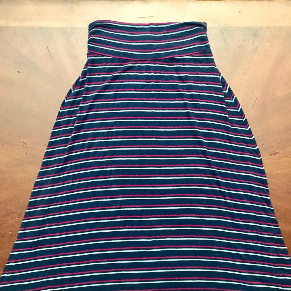 Navy stripe maxi skirt